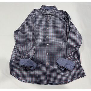 Tommy Bahama Island Zone Shirt Mens Large Blue Check Plaid Preppy Casual